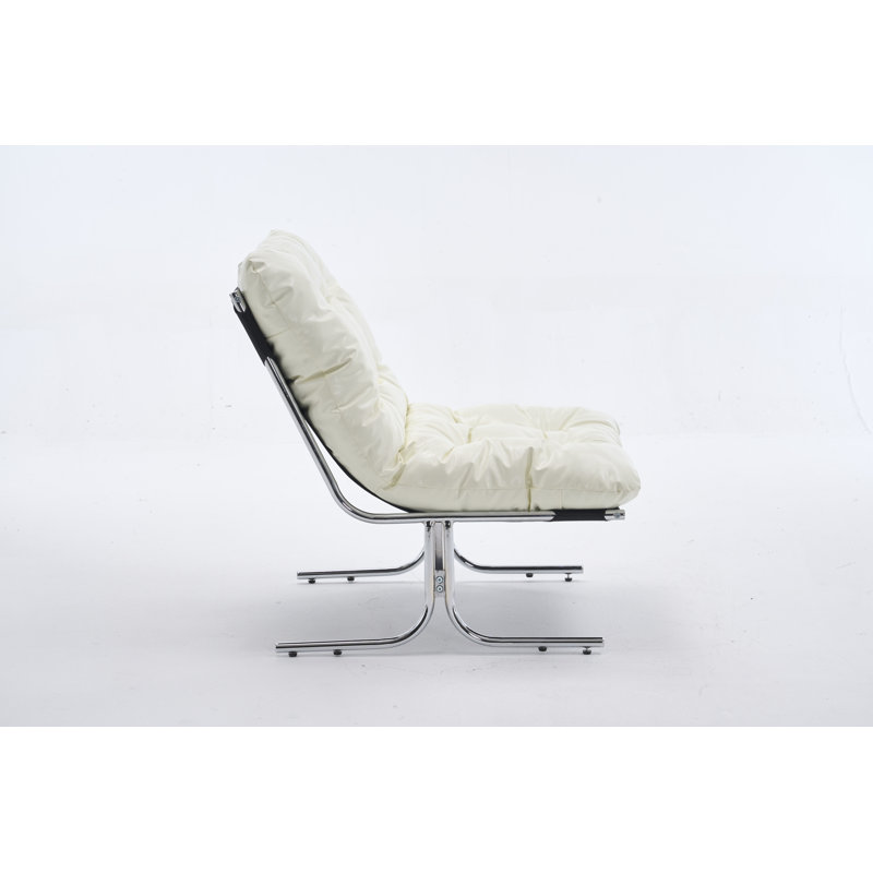 Mid-Century Modern Leather Bauhaus Inspired Lounge Chair(Set Of 2), White