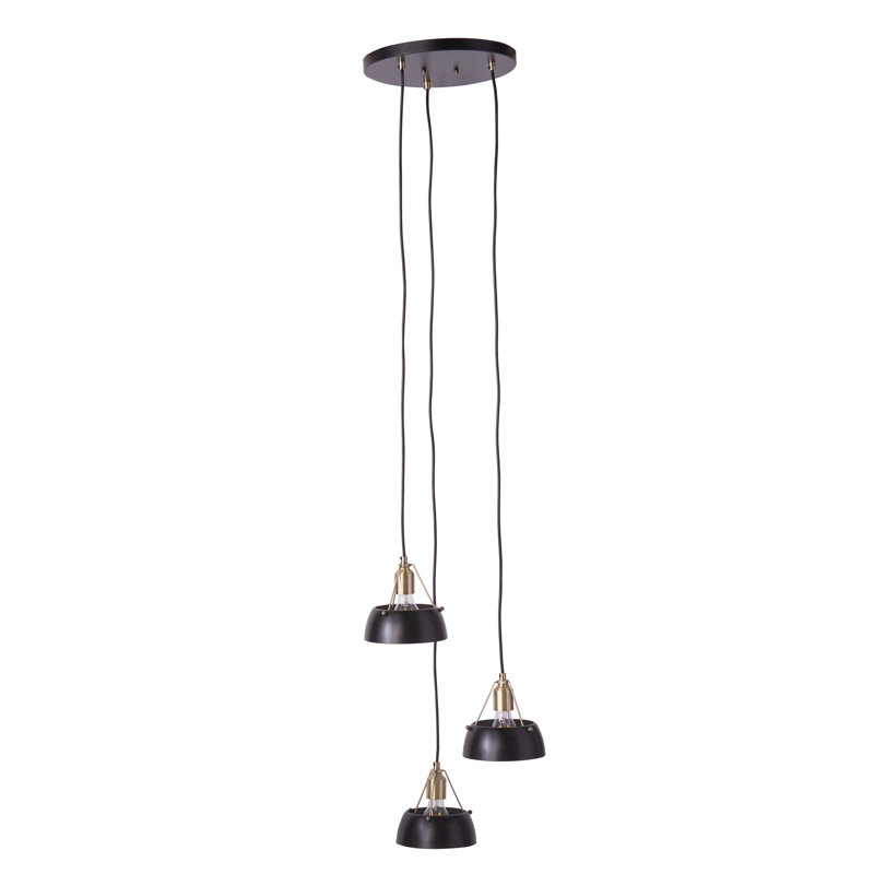 Luminaire suspendu tambour 3 lumières grappe, Noir