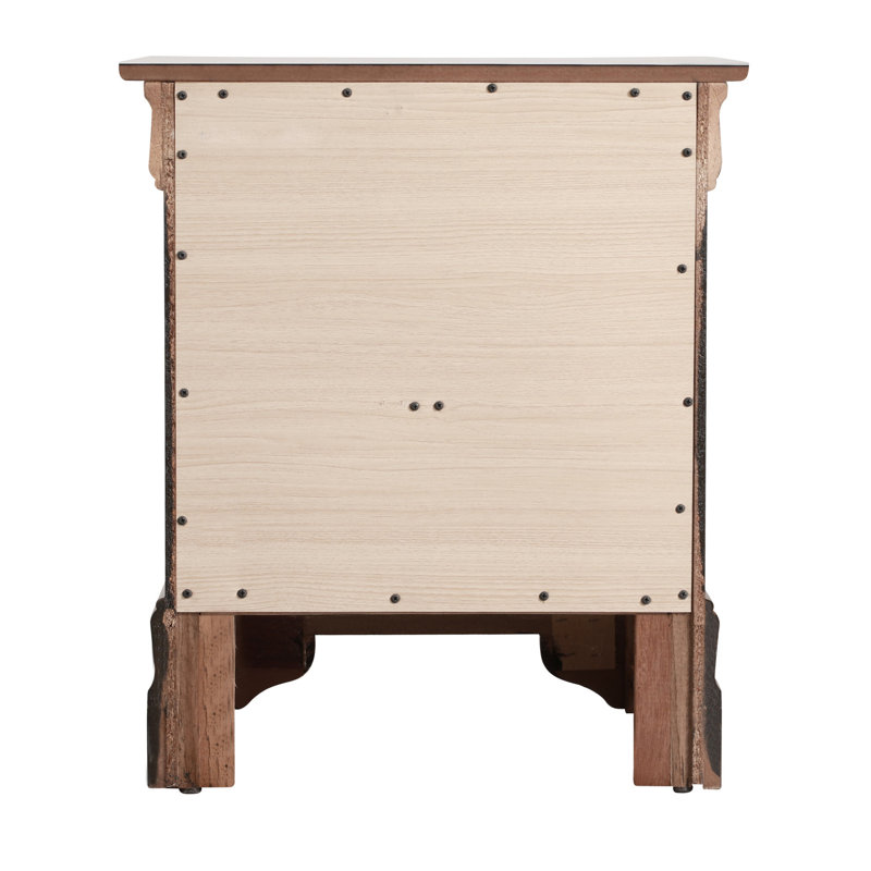 Table de chevet beige avec structure solide - Placage de bois, cadre, guides centraux en métal pour moulures courbées cappuccino, quincaillerie, placage