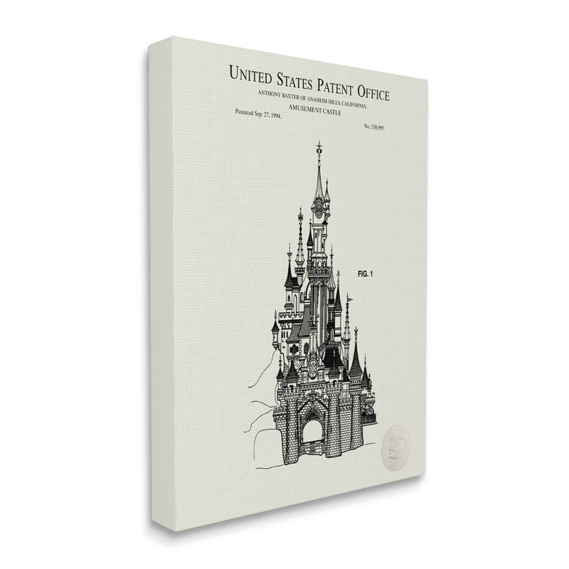"Intricate Castle Blueprint Diagram", art mural par Karl Hronek, H 20 po x l 16 po x P 1,5 po