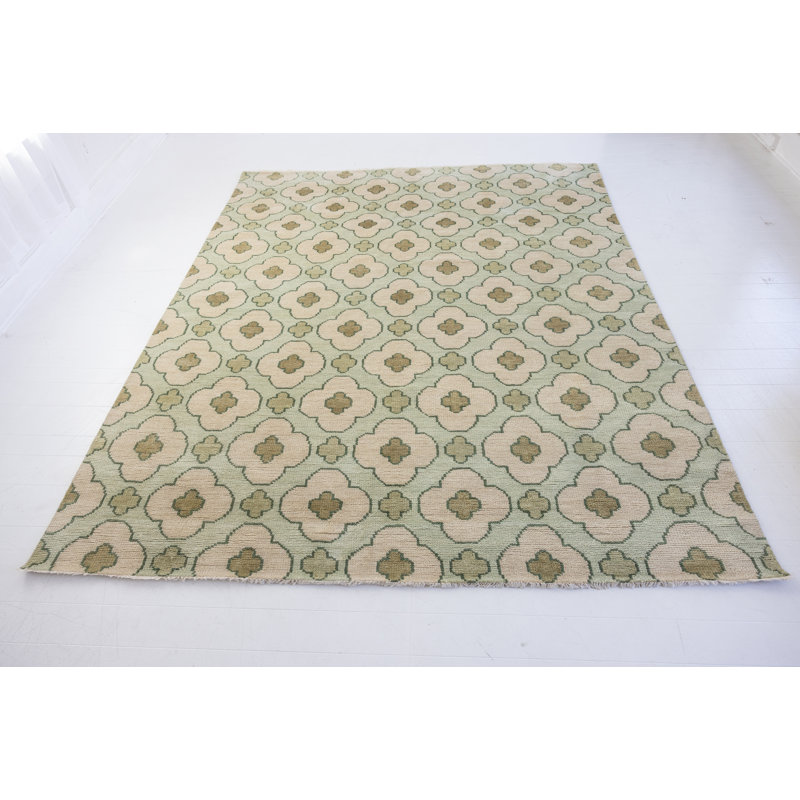Hand Knotted Wool Floral Area Rug, Square 12'