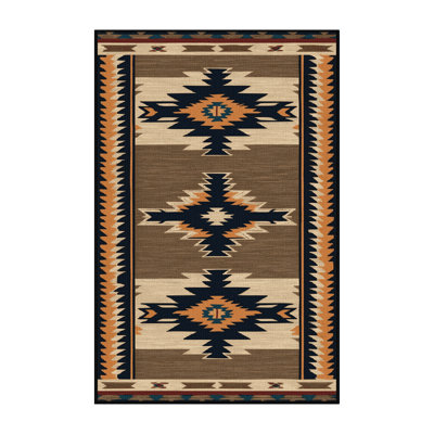 Washable Wagon Wheel Southwestern Area Rug