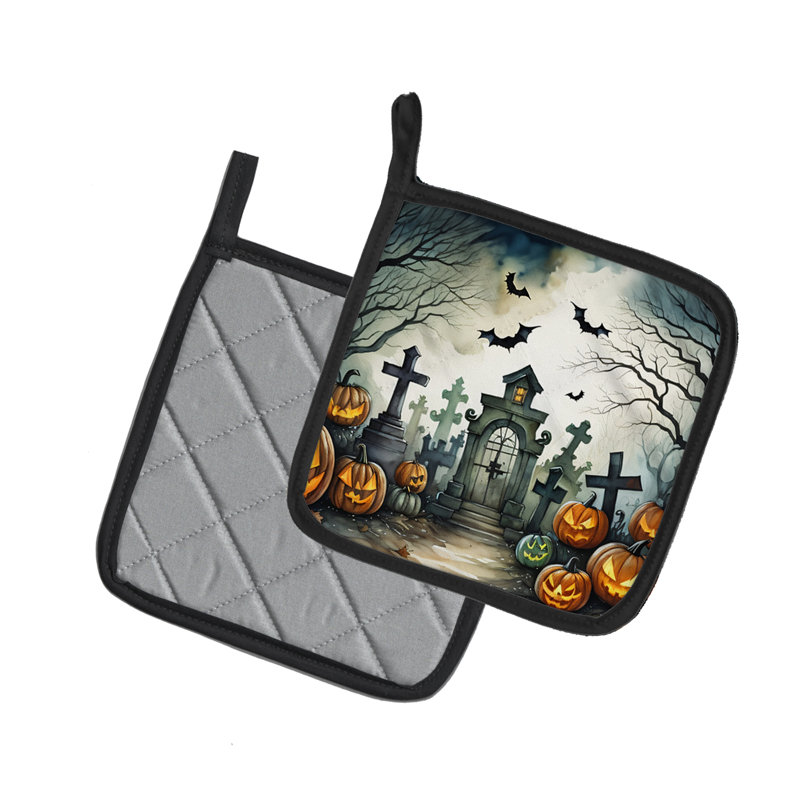 Paire de porte-casseroles Graveyard Spooky Halloween