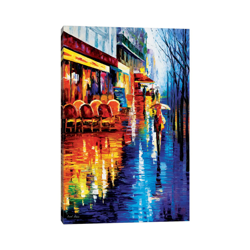 Cafe In Paris by Leonid Afremov - Painting on Canvas, 66.04 cm H x 45.72 cm W x 1.91 cm D, Wrapped Canvas