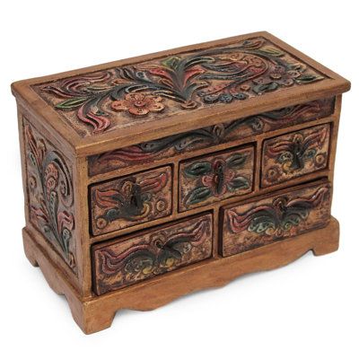 Boîte à bijoux en bois de lierre antique