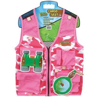 Nature liée: gilet de transport - camouflage rose - dessus de costume d'aventure, taille unique, tissu robuste, fermeture à glissière sur le devant, lavable à la machine, filles et enfants de 5 ans et plus