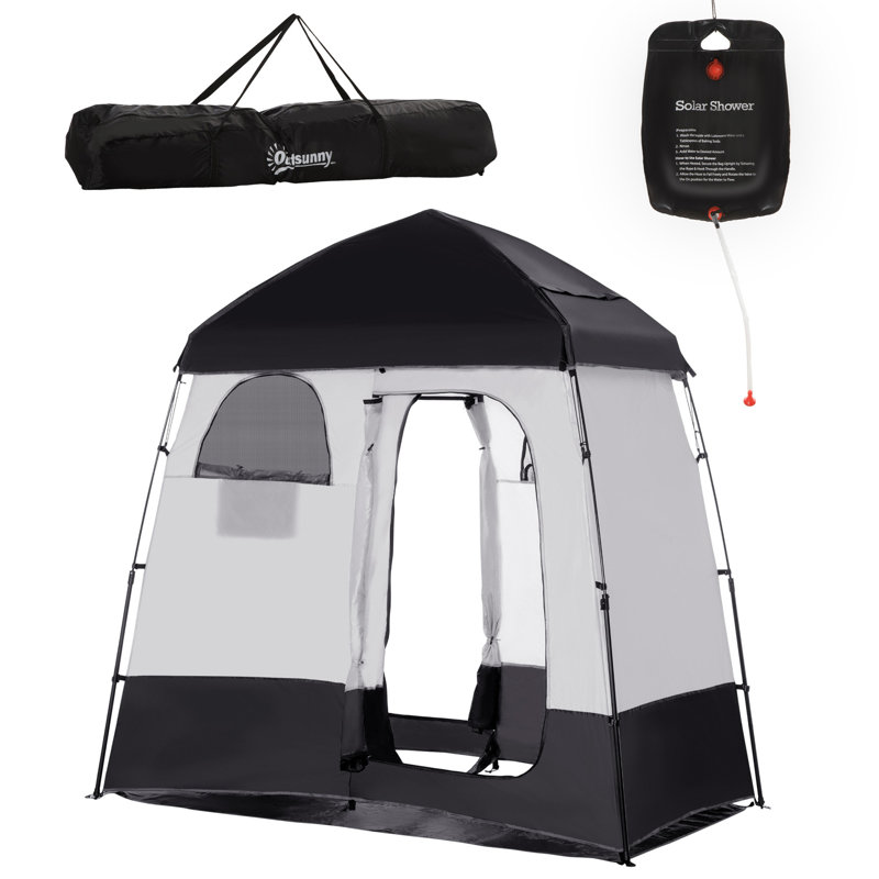 Tente de douche Outsunny, Noir / blanc