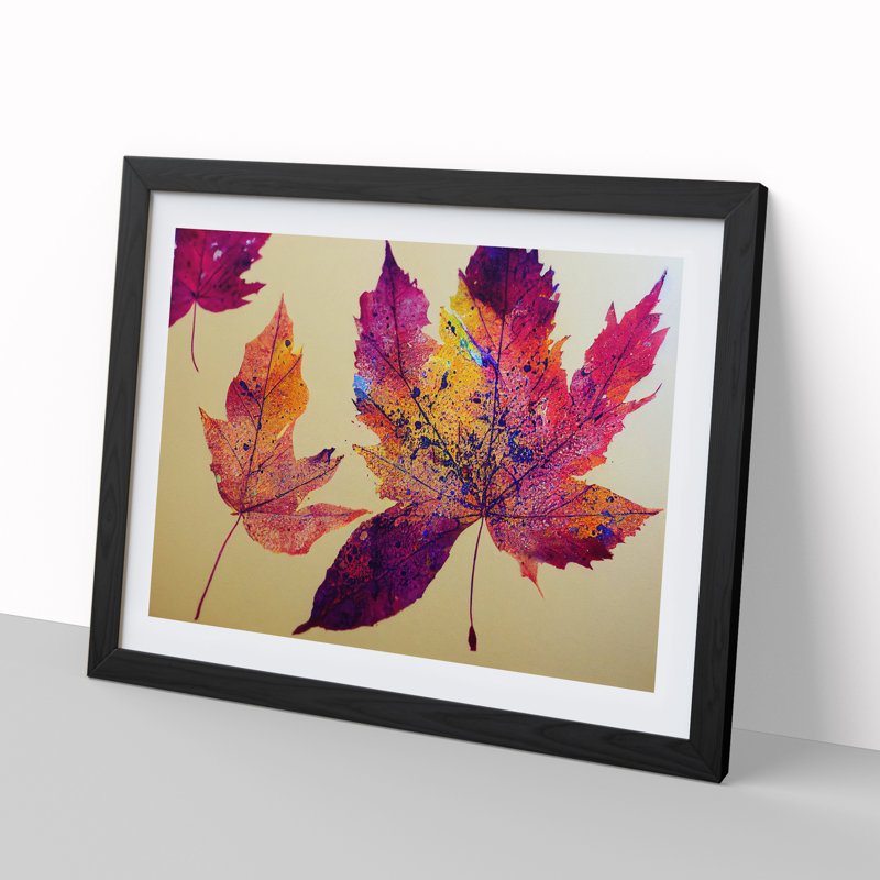 XH1022-6728X Paint Leaf Splash Vol.2 1 Piece Single Picture Frame Wall Art, 34cm H x 46cm W x 2cm D, Black