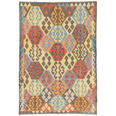 Rectangle 123 cm x 180 cm Wool Hand Woven Kilim Area Rug