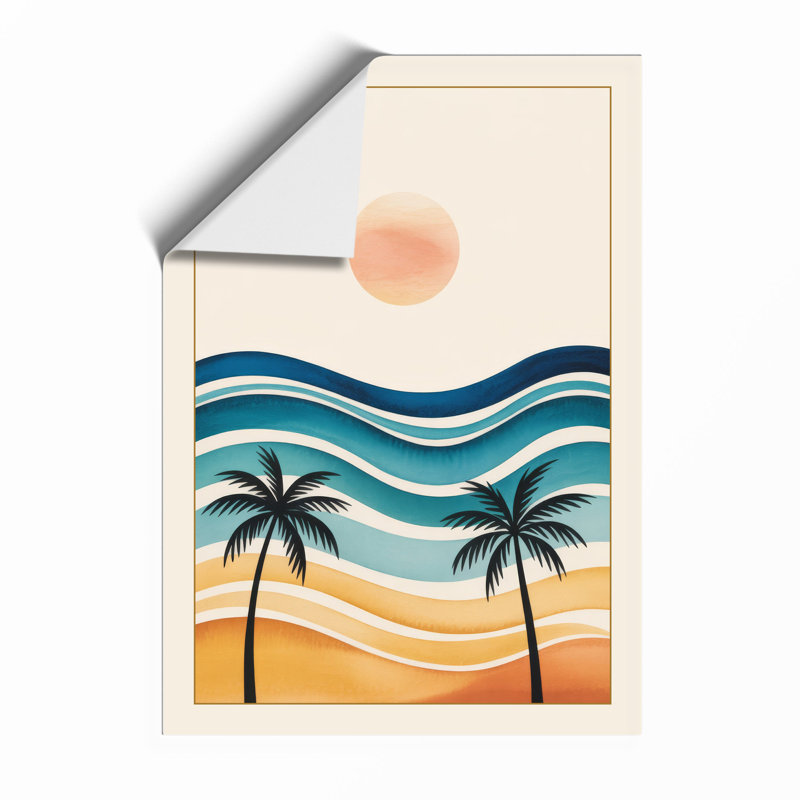 Tropical Sunset Palms Coastal - Framed Print, Unframed, A1 - 84.1 x 59.4 cm