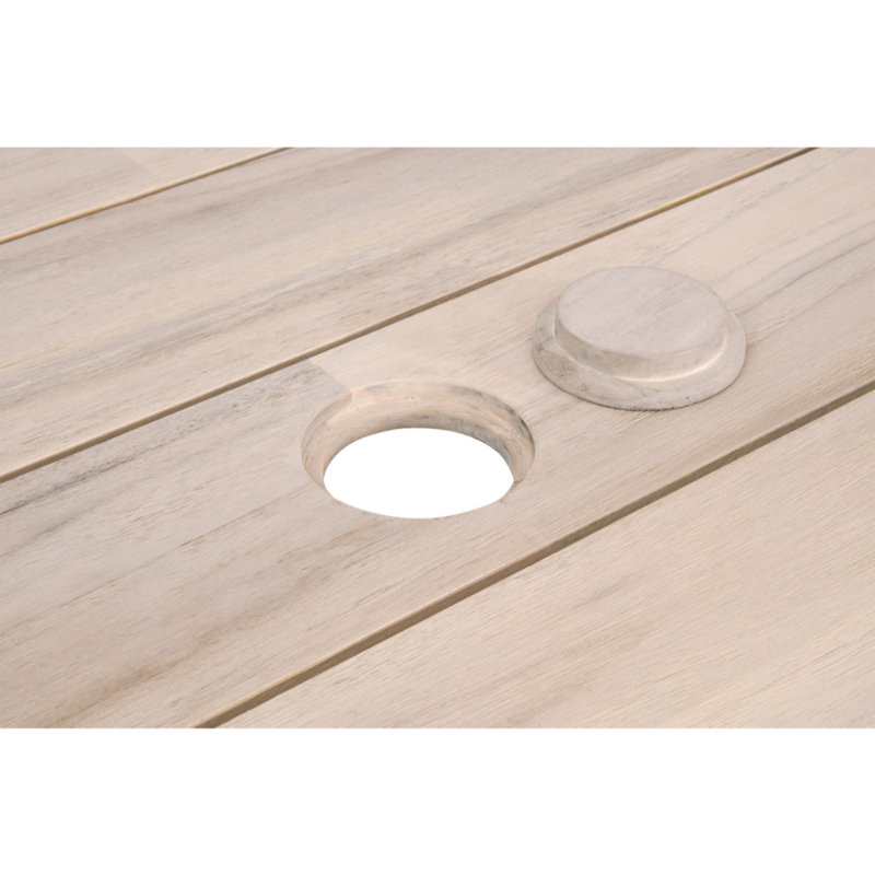 Transitional Gray Teak Solid Wood Outdoor Dining Table