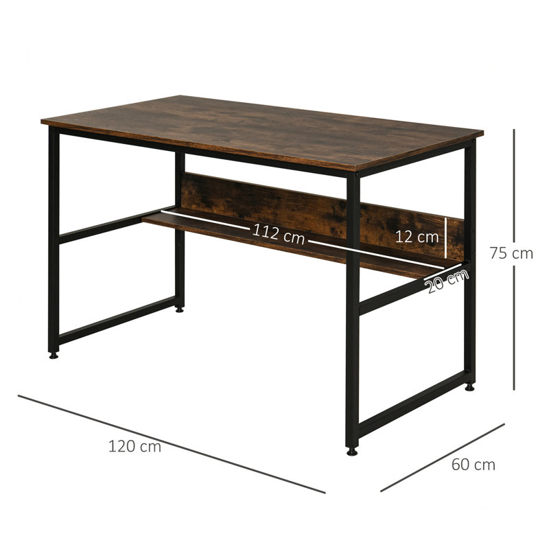 Hildeburg Metal Base Writing Desk, Brown