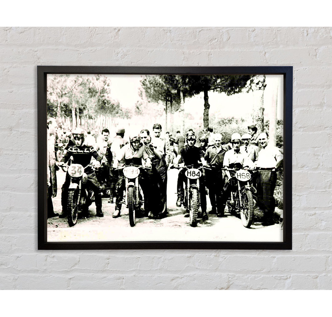 Vintage Motorcross Before The Gun - Einzelner Bilderrahmen Kunstdrucke auf Leinwand