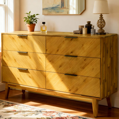 Commode à 6 tiroirs à chevrons géométriques 54 po Veyron