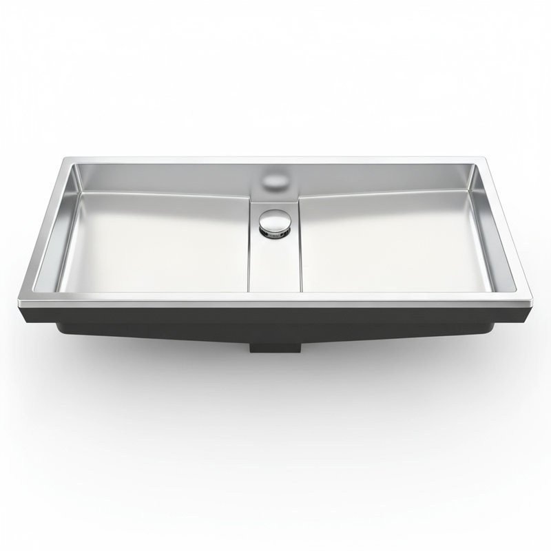 Ruvati 33 x 12 inch Brushed Stainless Steel Semi-Recessed Drop-in Topmount Ramp Bathroom Sink Stainless Steel