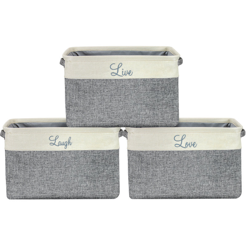 Sorbus Quote Fabric Cubby Organizer with Handles 3 Pack