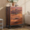 Commode à 4 tiroirs en bois pour chambre Ioannes, commode spacieuse brun noyer de H 35 po avec structure en métal robuste, commode moderne pour placard, entrée, couloir