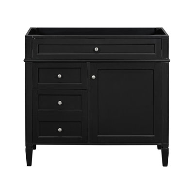 36-Inch Modern Solid Wood Bathroom Vanity Cabinet With 2 Drawers And Tip-Out Drawer, No Sink Top Included | Gift Idea