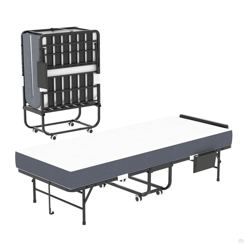 Lit pliant 75 po avec tête de lit réglable et mousse à mémoire de forme de 5 po
