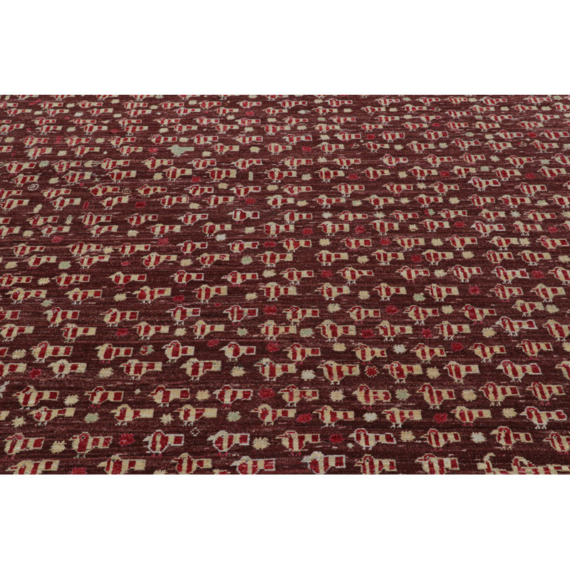 Burano Hand Knotted Wool Geometric Area Rug, Rectangle 5' x 7'