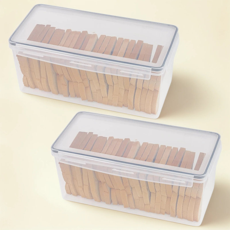 Bread Box Set, Plastic Bread Container with Airtight Lid, Large Sandwich Holder and Bread Keeper for Kitchen Counter, Stackable Bread Storage Bin, BPA Free