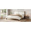 Solid Wood Queen Size Platform Bed Frame With Beige Velvet Upholstered Headboard-222622707-222622704