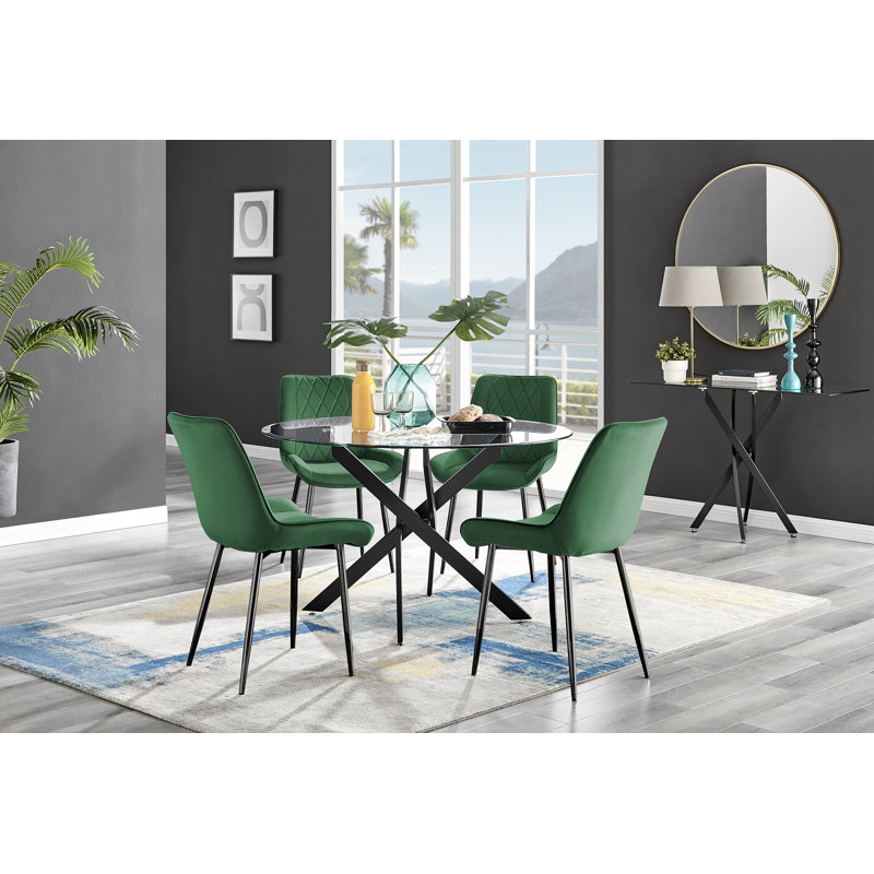 Ensemble repas pour quatre personnes, Vert/noir, H 29,53 po x L 39,37 po x l 39,37 po