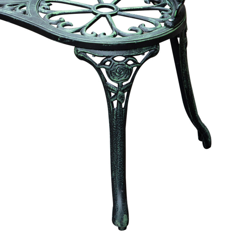 Audwen Park Bench,Outdoor Bench, Cast Aluminum Outdoor Furniture, Metal Bench with Floral Rose Accent & Antique Finish, Gray