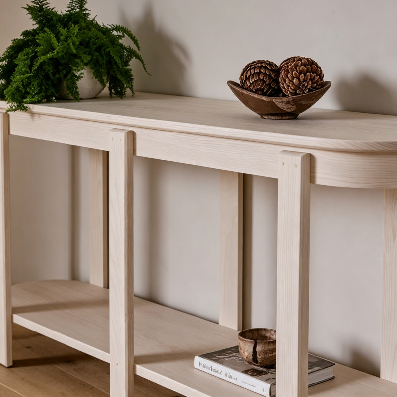Console Nordic Minimalist, H 31,5 po x l 70,9 po x P 13,8 po, Ivoire ivoire
