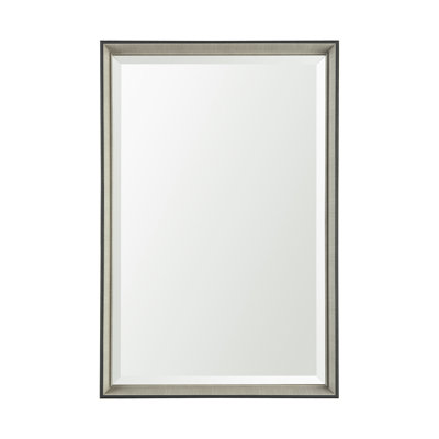 Miroir de salle de bain biseauté avec cadre noir et gris
