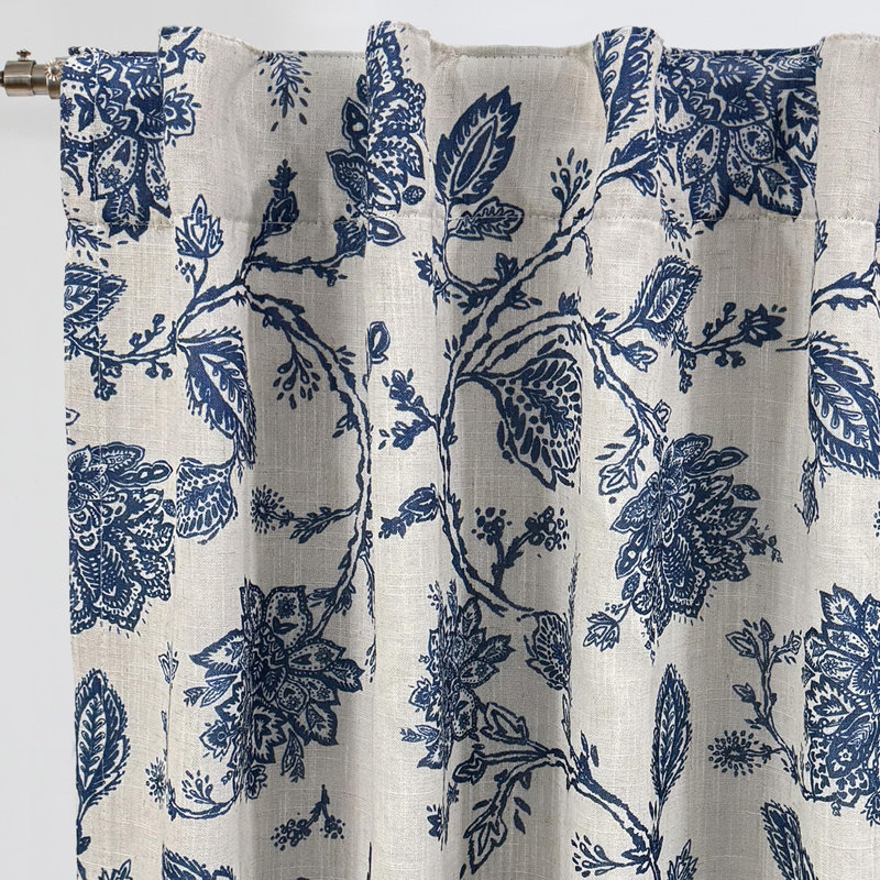Linen Floral Paisley  Blackout Curtains for Living Room Bedroom  Lined Back Tab Window Drapes Thermal Farmhouse Country Jacobean Curtains 2 panels