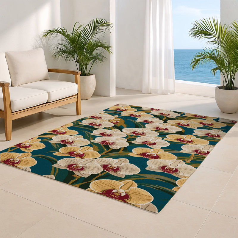 Tapis d'intérieur et d'extérieur brun Botanical, Rectangulaire 2 pi x 3 pi