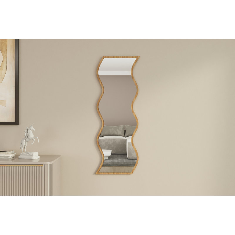 Wavy Wall Mounted Accent Mirror, Beige