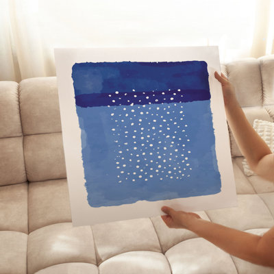 Abstract Polka Dots Blue Mid-Century Modern Unframed Art Print
