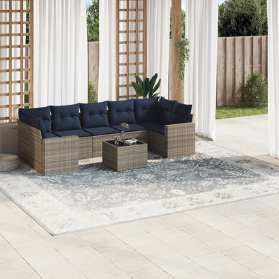 Ensemble de canapé de patio 8 pièces avec coussins en rotin de polyester