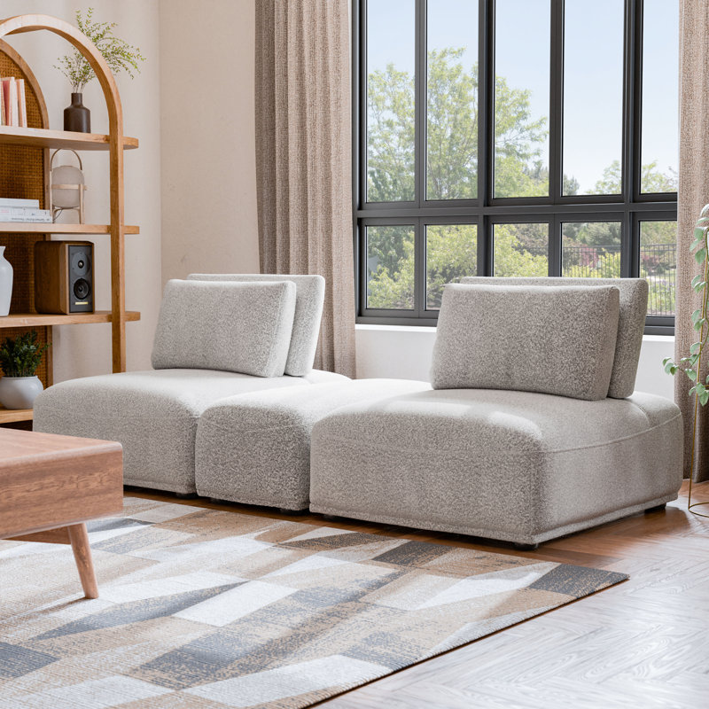 Aukeem 3 - Piece Upholstered Sectional, Gray Polyester