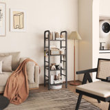 4-Shelf Bookcase With 8 S-Hooks, Metal Frame, Black