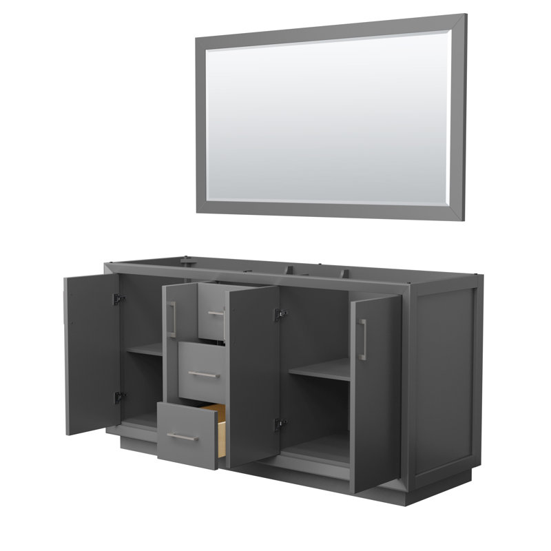 Strada 65.25'' Double Bathroom Vanity Base Only, Dark Gray/Gray