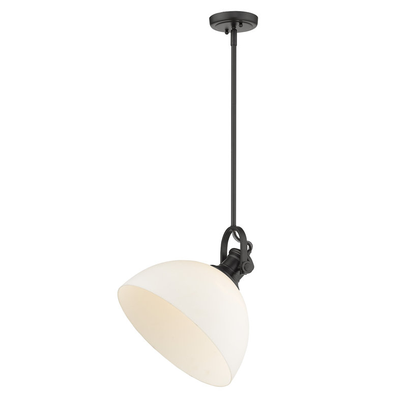 Bales 1-Light Dimmable Dome Pendant, Opal Glass, Matte Black