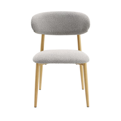 Set Of 2 Kacey Gray Boucle Side Chairs, Stylish Dining Or Accent Chairs