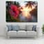 Art mural tropical en verre trempé rouge hibiscus-130153463