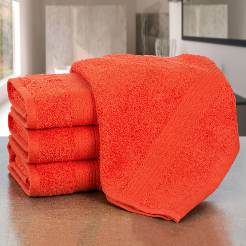 Ensemble de serviettes 100% coton super doux et absorbant Como, Orange, Serviettes de bain - paquet de 4