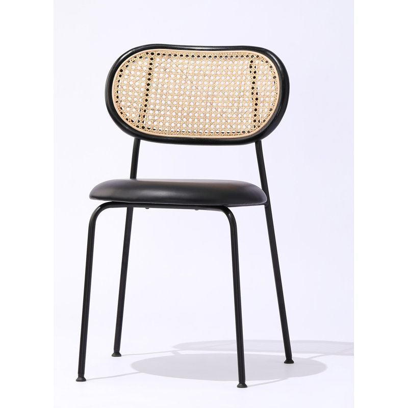 Chaise Seneca, Similicuir noir, Noir