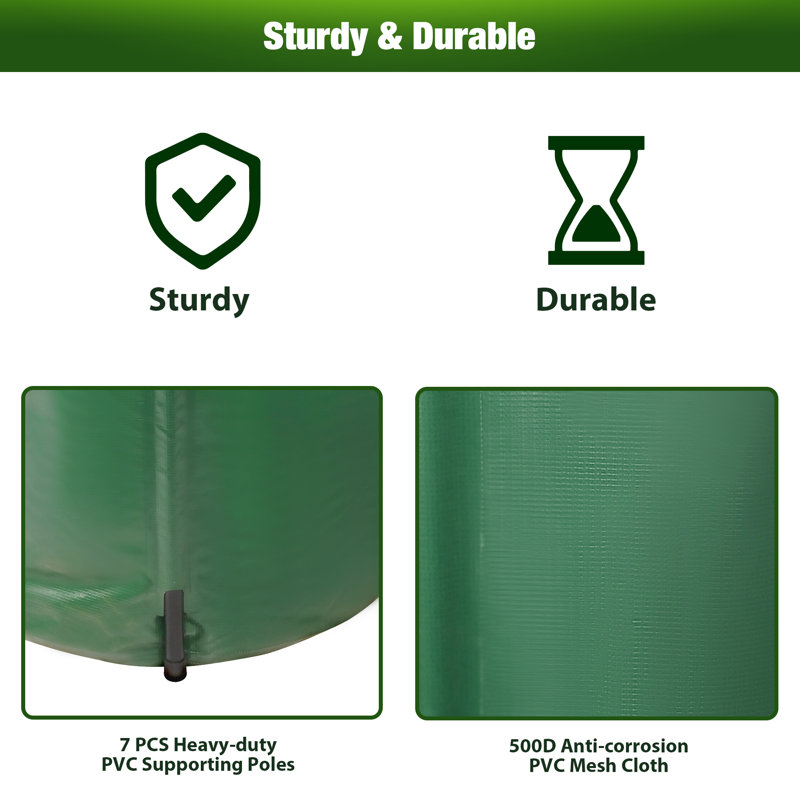 Green 100 Gallon Foldable PVC Rain Barrel