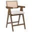 Upholstered Counter Stool with Solid Wood Frame