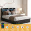 Bed Frame with 4 Storage Drawers, LED Headboard with Charging Station & Storage Shelf, Wooden Platform Storage Bed Frame No Box Spring Needed-1620518968