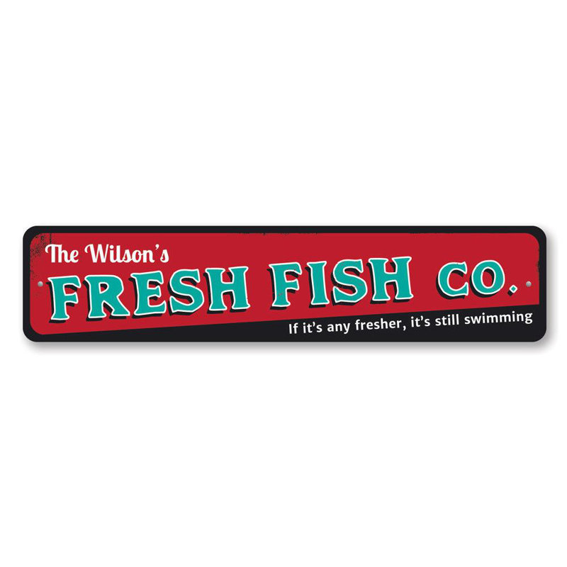 Plaque en aluminium Fresh Fish Company, H 4 po x l 18 po x P 0,04 po
