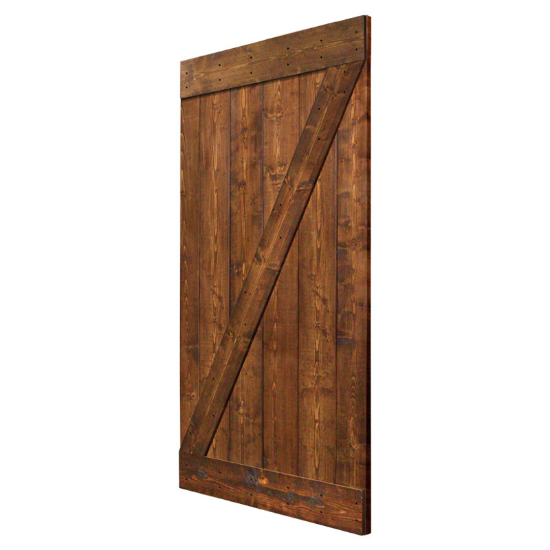 Porte de grange en bois lambrissé sans trousse de quincaillerie d’installation, Noyer foncé, 36 po x 84 po