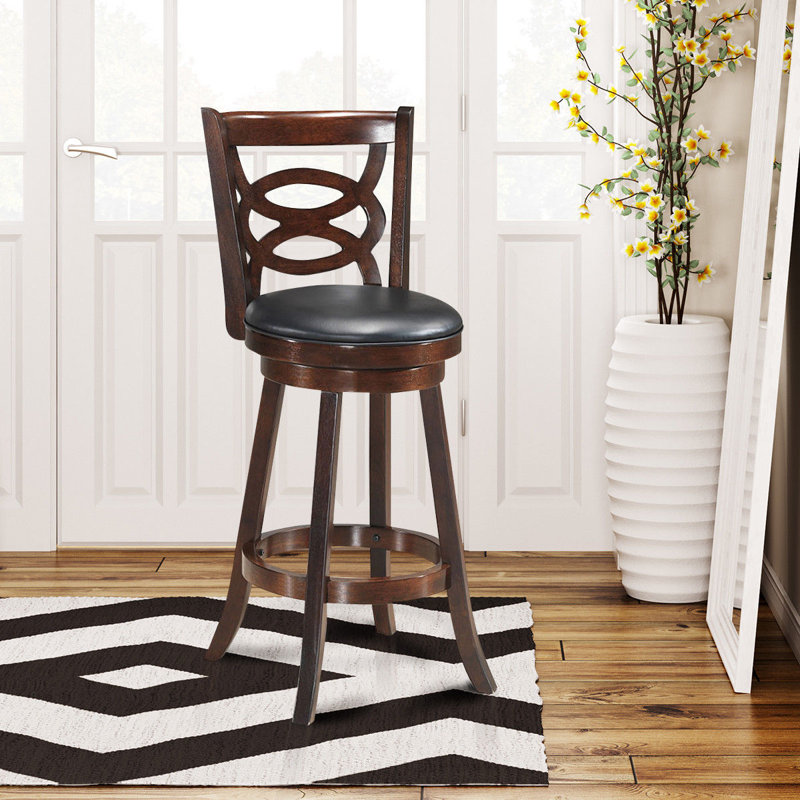 Carnes Swivel Upholstered Counter Stool with Solid Wood Frame, Bar Stool (29” Seat Height)