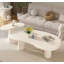 Table basse asymétrique moderne avec pieds cylindriques blanc crème Modern